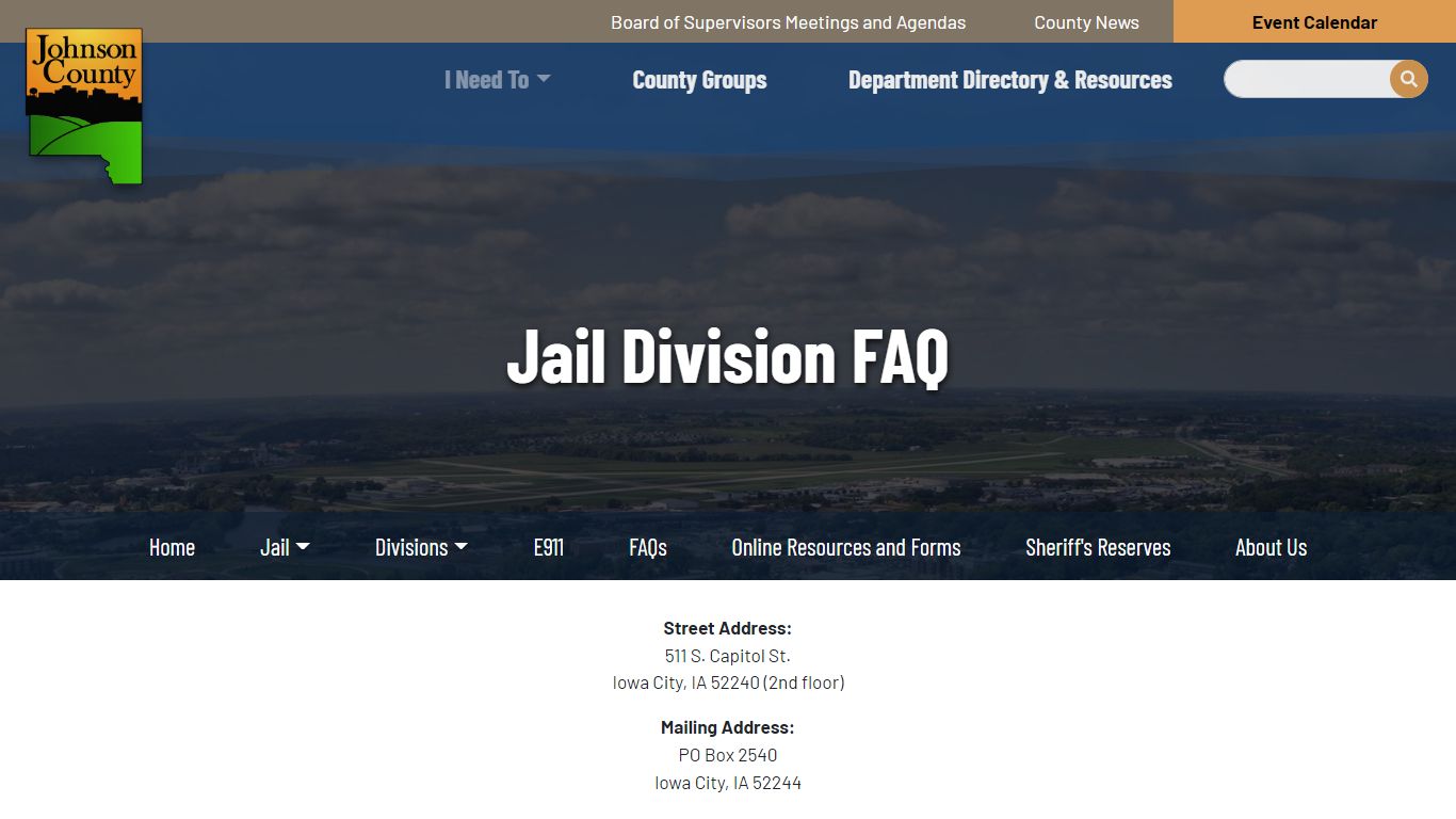 Jail Division FAQ - Sheriff - Johnson County